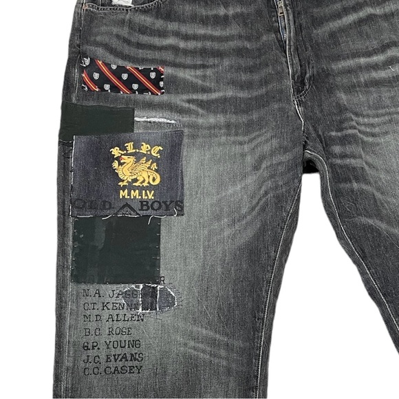 Polo Ralph Lauren New 48/32 Authentic Denim Rope Dyed Gothic Print Black BigTall - Picture 4 of 11